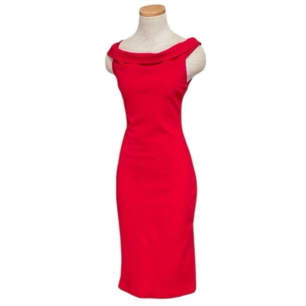 CUSHNIE ET OCHS Dress Red Cocktail Bodycon Sheath Stretchy Size 8